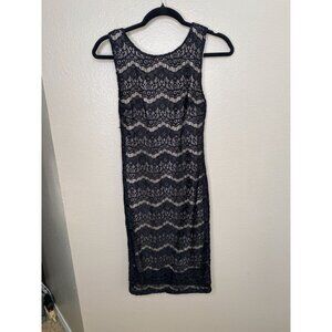 Olive Tree Womens Black Lace Sleeveless‎ Bodycon Dress Beige Lining M Nylon USA